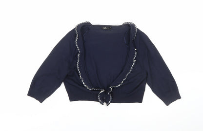 Sky Designs Women’s Navy Polka Dot Trim Cardigan Size 12 Wrap Style
