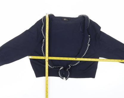 Sky Designs Women’s Navy Polka Dot Trim Cardigan Size 12 Wrap Style
