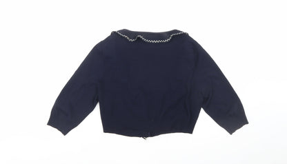 Sky Designs Women’s Navy Polka Dot Trim Cardigan Size 12 Wrap Style