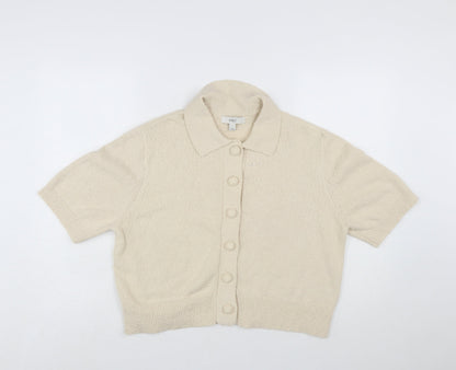 Marks and Spencer Women’s Beige Collared Short Sleeve Knit Cardigan L