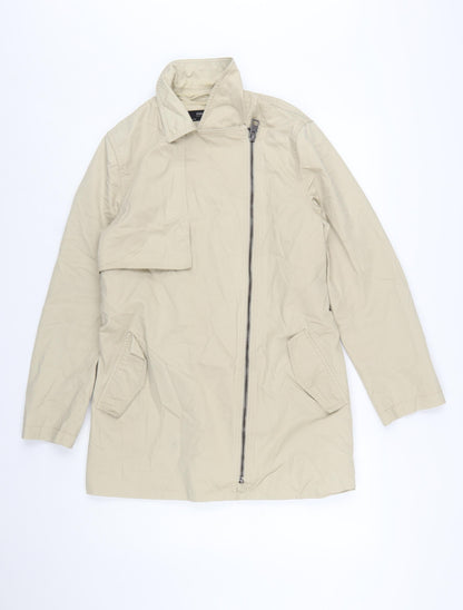 Zara Women Beige Cotton Belted Trench Coat Size 14