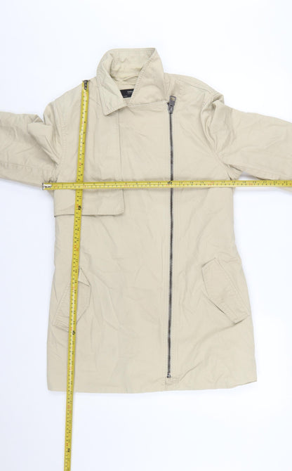 Zara Women Beige Cotton Belted Trench Coat Size 14