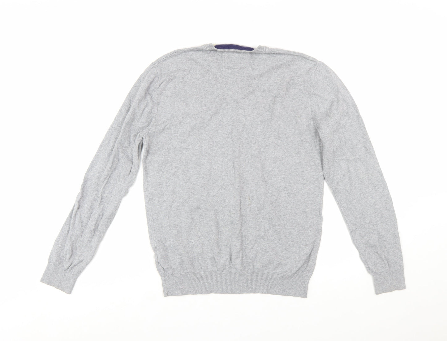 Jack Wills Men's Grey Cotton Cashmere V-Neck Jumper Size M