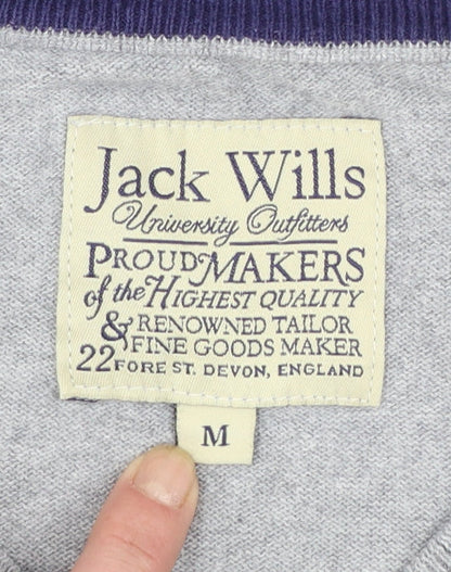 Jack Wills Men's Grey Cotton Cashmere V-Neck Jumper Size M