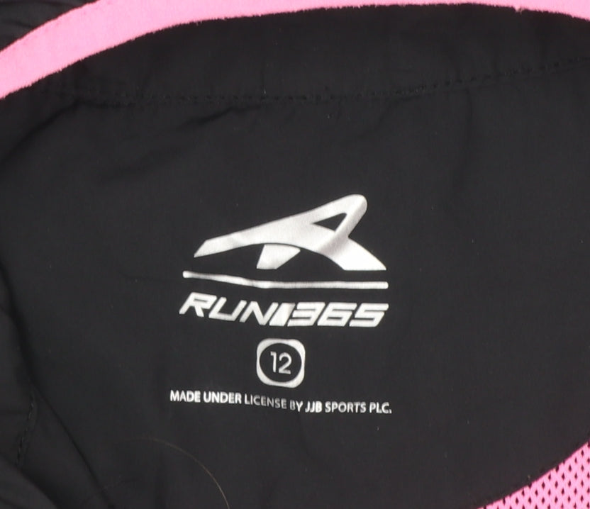 RUN365 Womens Black Pink Size 12 Windbreaker Jacket Breathable Lightweight
