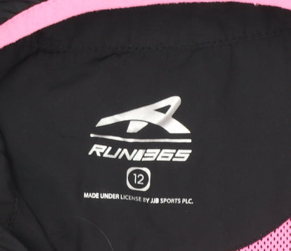 RUN365 Womens Black Pink Size 12 Windbreaker Jacket Breathable Lightweight