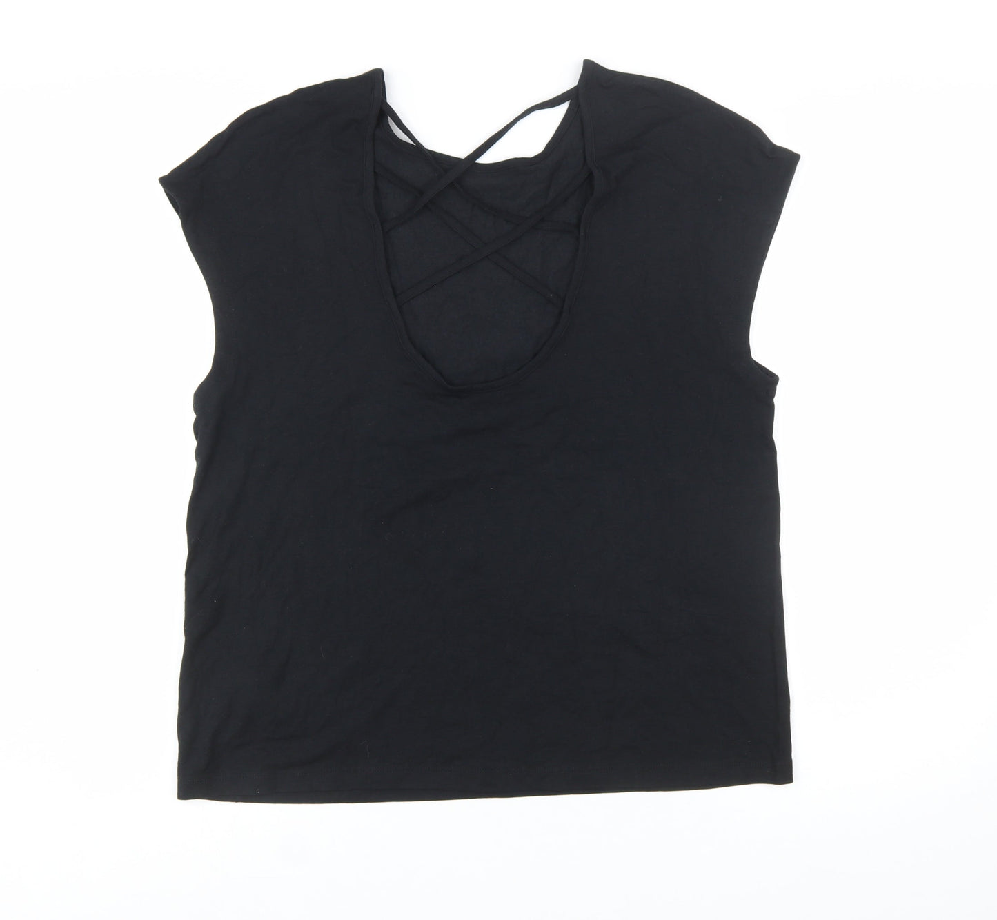 Marks and Spencer Women’s Black Size 14 V-Neck Sleeveless Jersey T-Shirt