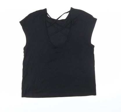 Marks and Spencer Women’s Black Size 14 V-Neck Sleeveless Jersey T-Shirt