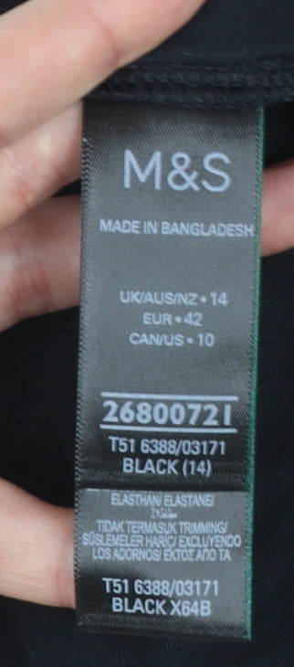 Marks and Spencer Women’s Black Size 14 V-Neck Sleeveless Jersey T-Shirt