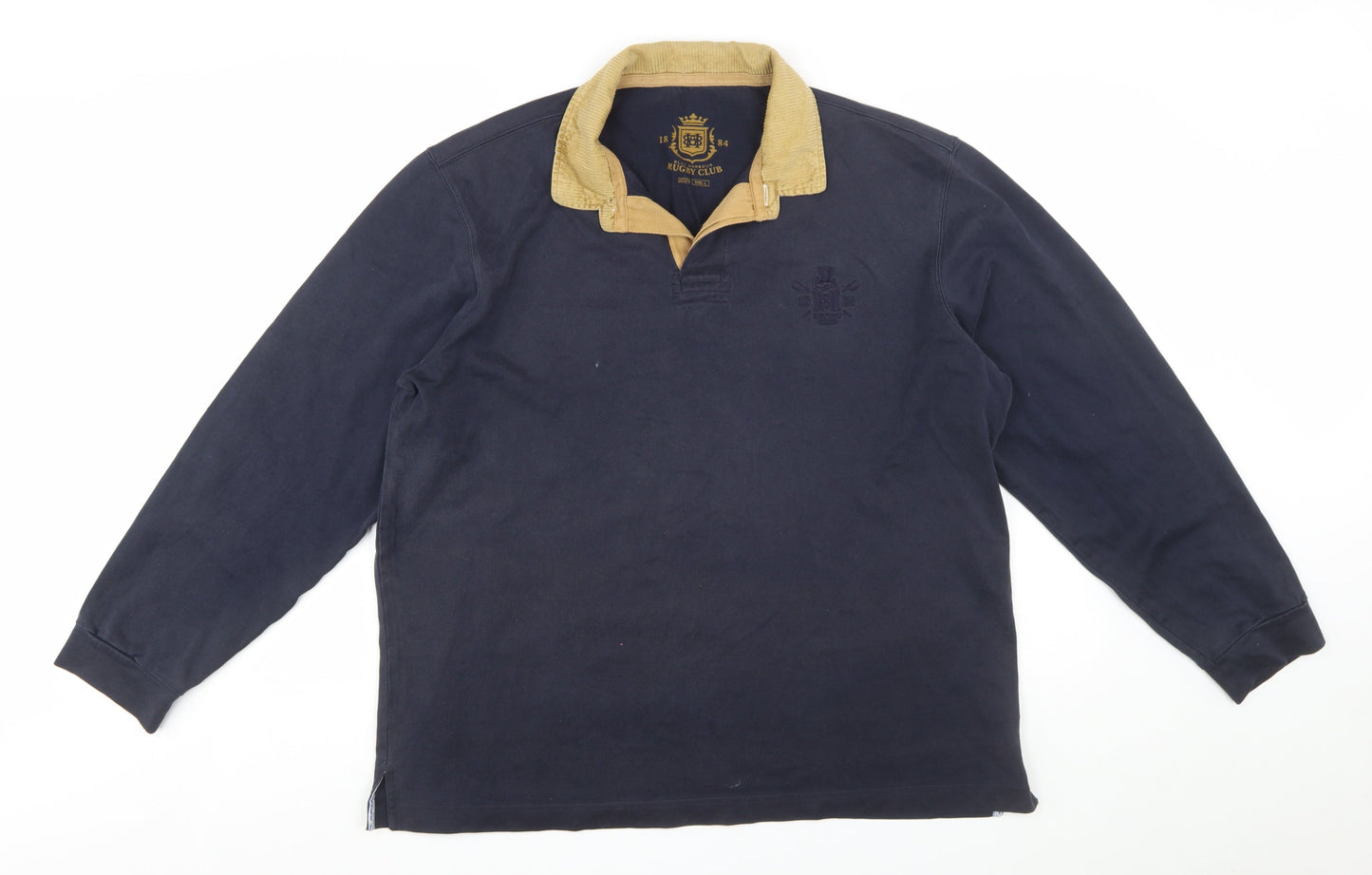 Marks and Spencer Mens Navy Long Sleeve Rugby Polo Shirt Large