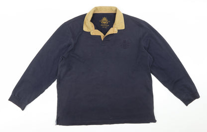 Marks and Spencer Mens Navy Long Sleeve Rugby Polo Shirt Large