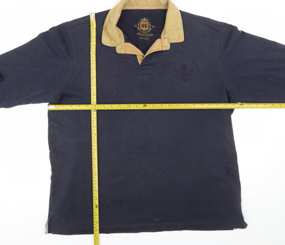Marks and Spencer Mens Navy Long Sleeve Rugby Polo Shirt Large