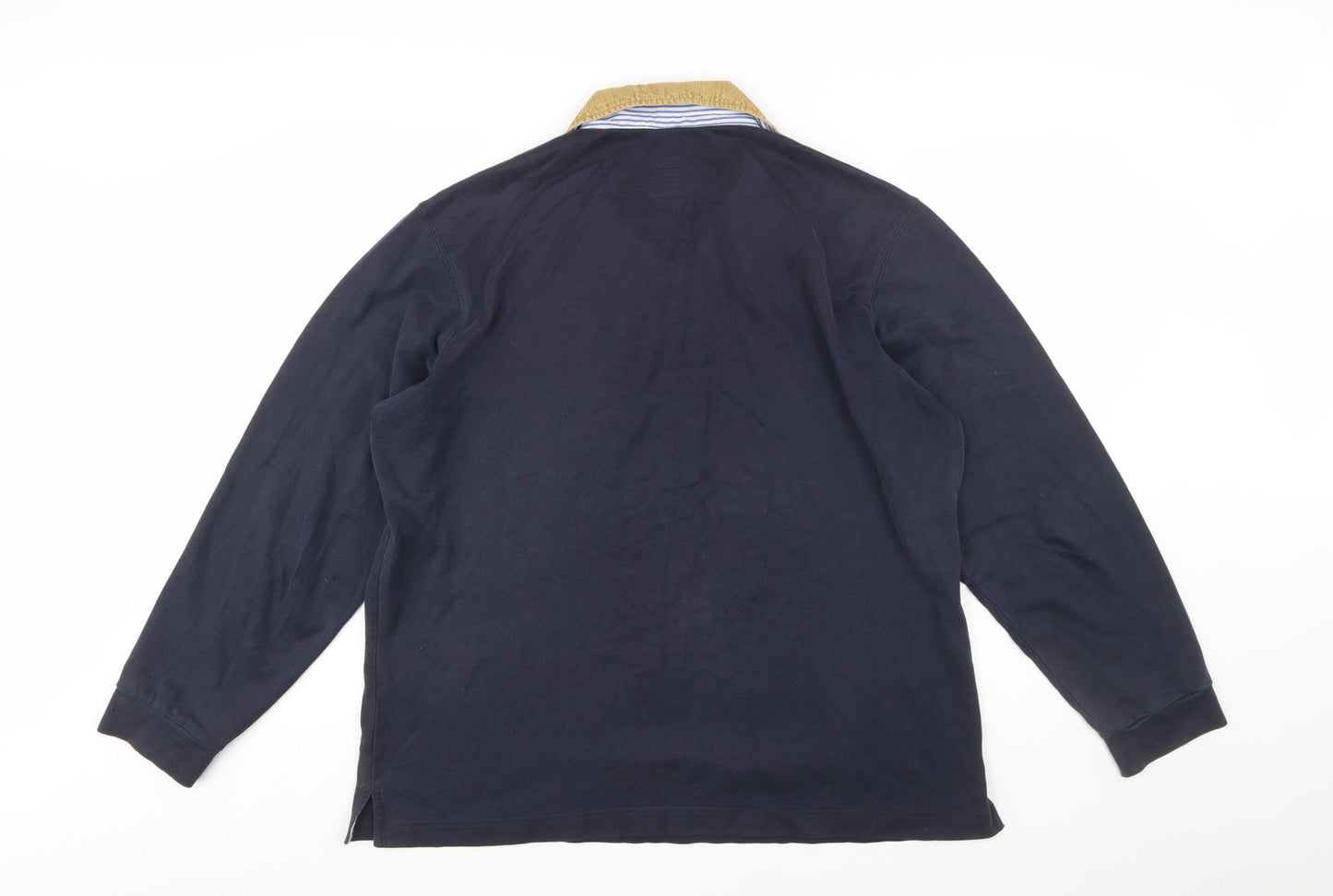 Marks and Spencer Mens Navy Long Sleeve Rugby Polo Shirt Large