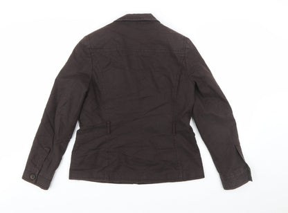 Monsoon Womens Brown Cotton Linen Blazer Jacket Size 12
