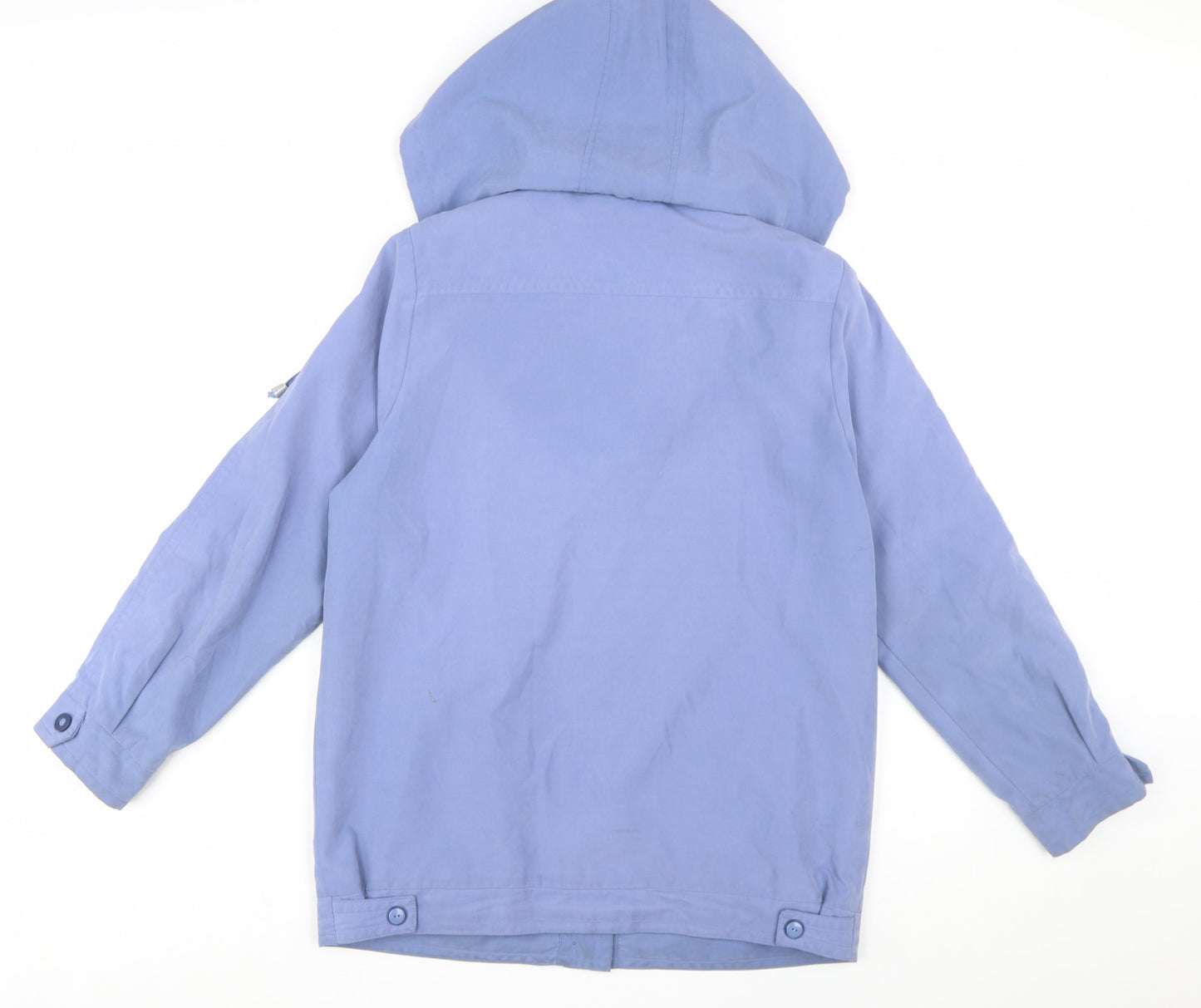 Classics Women Blue Hooded Mid-Length Rain Coat Jacket Size 12
