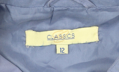 Classics Women Blue Hooded Mid-Length Rain Coat Jacket Size 12