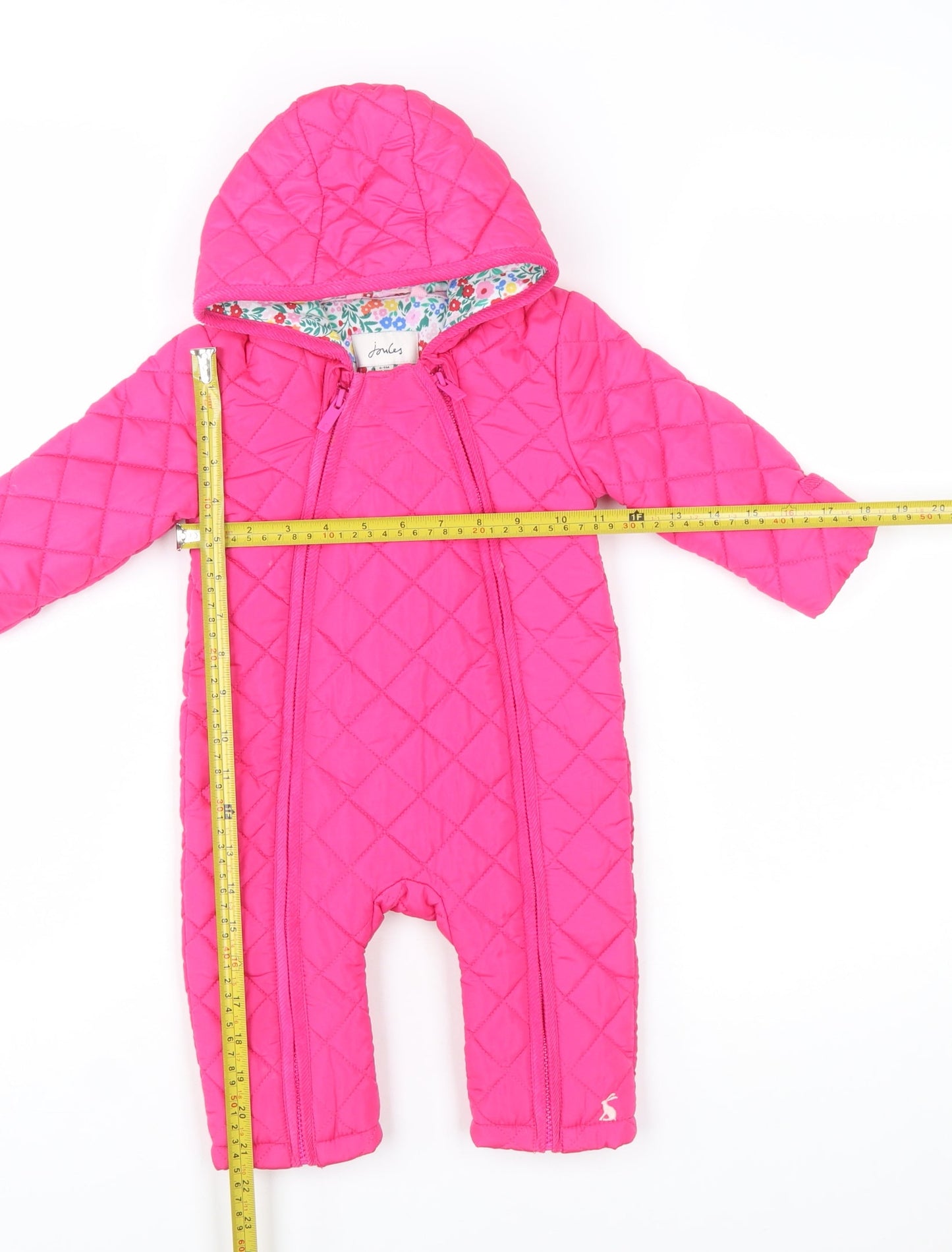 Joules Pink Quilted Hooded Baby Snowsuit 6-9 Months Unisex Thermal Lined