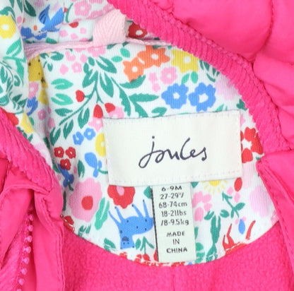 Joules Pink Quilted Hooded Baby Snowsuit 6-9 Months Unisex Thermal Lined