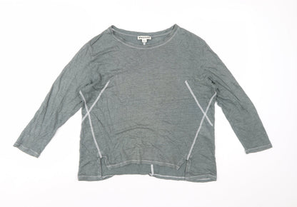 Whistles Women Green Linen Long Sleeve Basic T-Shirt M