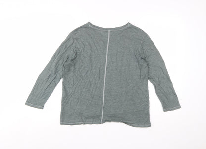 Whistles Women Green Linen Long Sleeve Basic T-Shirt M