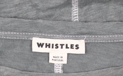 Whistles Women Green Linen Long Sleeve Basic T-Shirt M