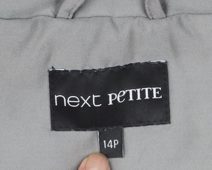 Next Petite Women’s Grey Faux Fur Hooded Parka Coat Size 14P