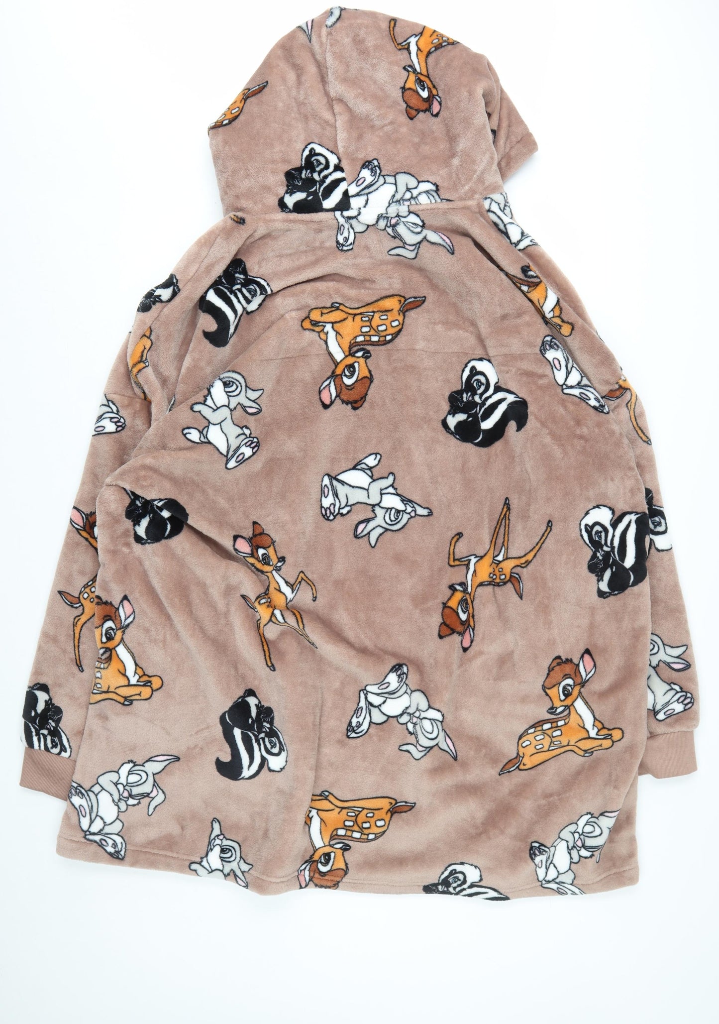 Primark Disney Bambi Women Brown Fleece Hooded Nightwear M/L