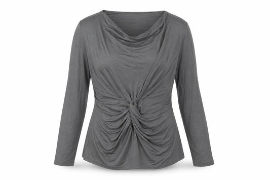 Fenn Wright Manson Women’s Grey Long Sleeve Cowl Neck Wrap Blouse Size 18