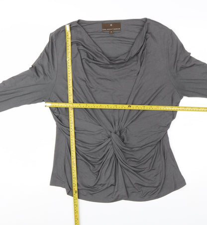 Fenn Wright Manson Women’s Grey Long Sleeve Cowl Neck Wrap Blouse Size 18