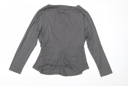 Fenn Wright Manson Women’s Grey Long Sleeve Cowl Neck Wrap Blouse Size 18