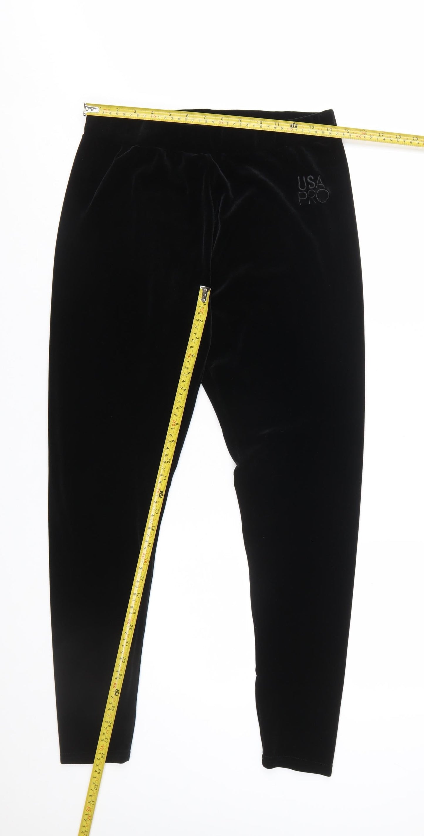USA Pro Womens Black Size 16 Velvet Ankle Leggings