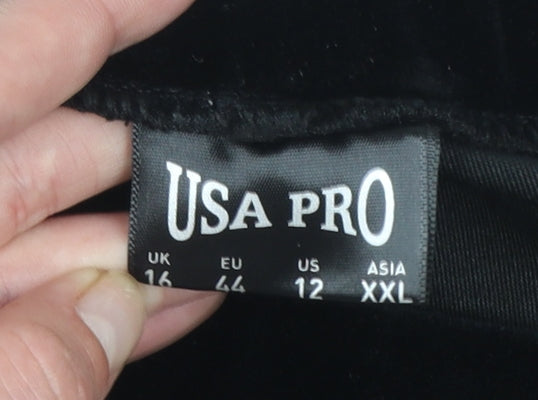 USA Pro Womens Black Size 16 Velvet Ankle Leggings