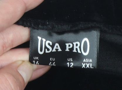 USA Pro Womens Black Size 16 Velvet Ankle Leggings