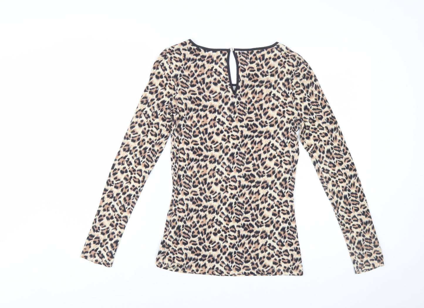 Oasis Women’s Beige Leopard Long Sleeve Viscose Top Size S