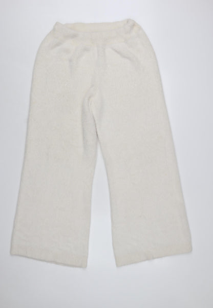 In The Style Women's Ivory Knit Wide-Leg Trousers Size 14-16