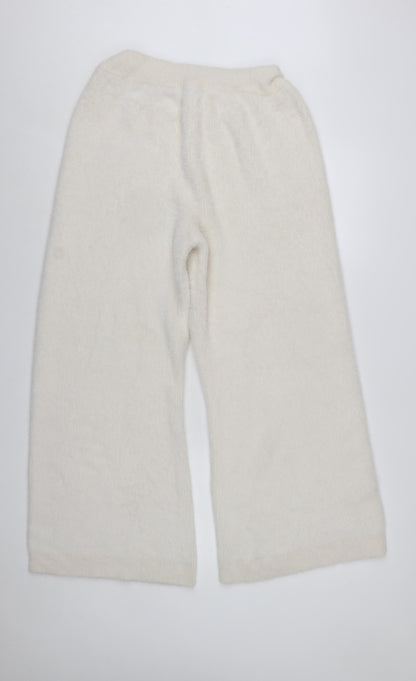 In The Style Women's Ivory Knit Wide-Leg Trousers Size 14-16