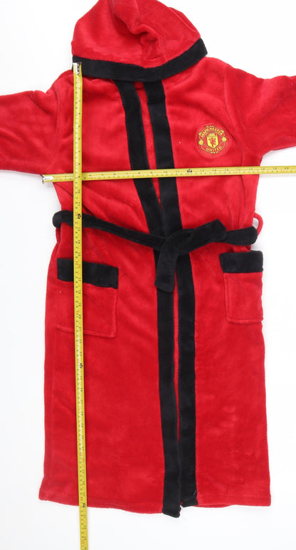 Manchester United Boys Red Fleece Hooded Robe 13-14 Years Official Product