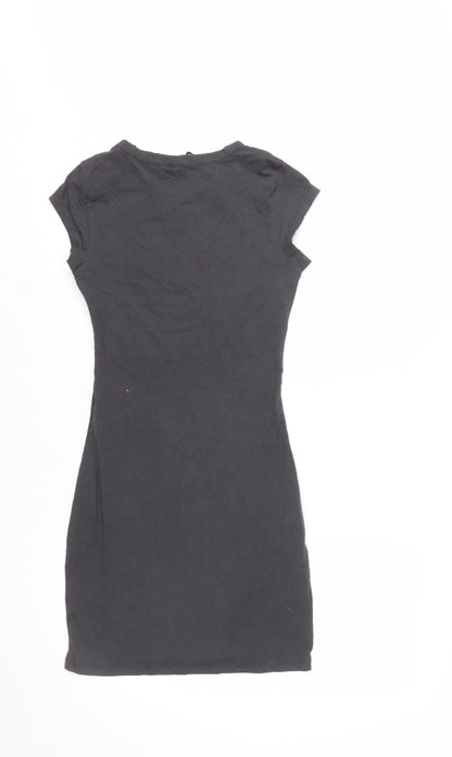 H&M Divided Women's Black Size 8 Cotton T-Shirt Dress with Car Print