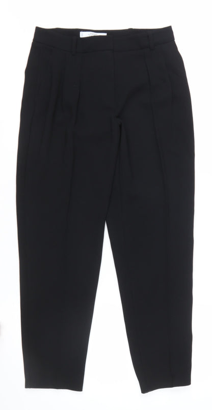 Mango Women Black Suit Trousers Size 8 Polyester Pleated Style