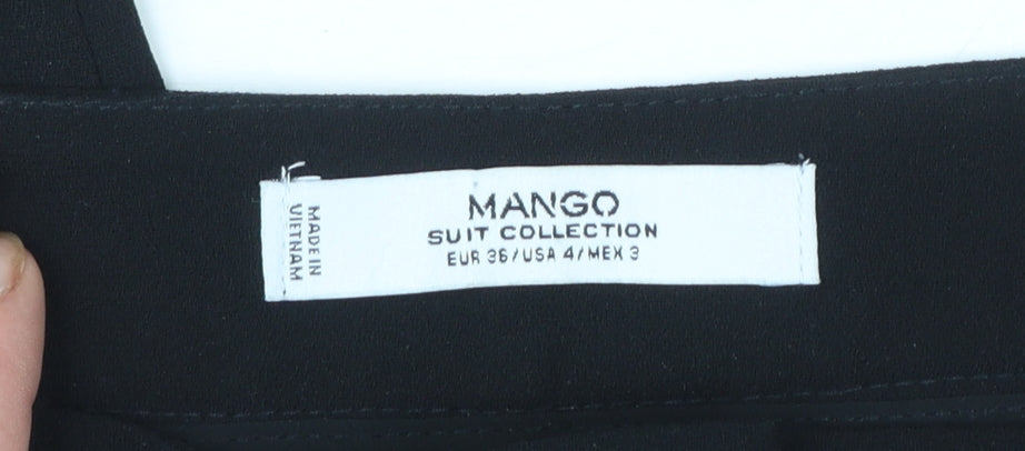 Mango Women Black Suit Trousers Size 8 Polyester Pleated Style