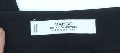 Mango Women Black Suit Trousers Size 8 Polyester Pleated Style