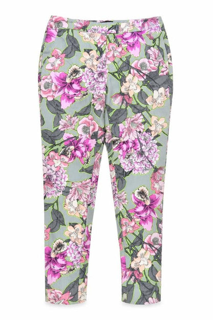 River Island Womens Multicoloured Floral Cropped Slim Fit Trousers Size 10