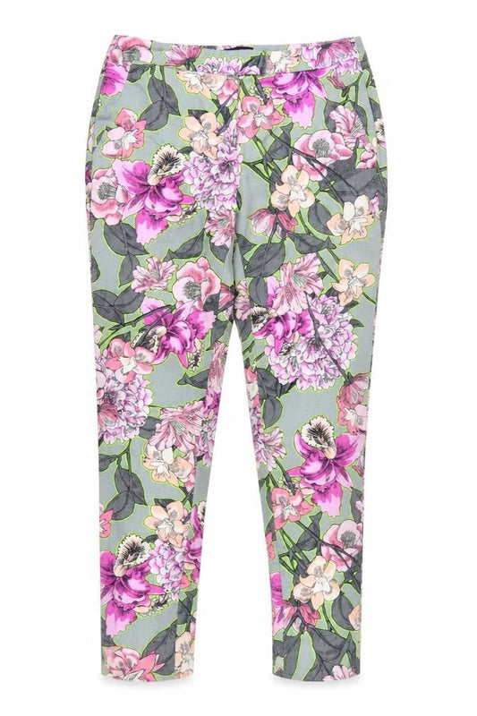 River Island Womens Multicoloured Floral Cropped Slim Fit Trousers Size 10