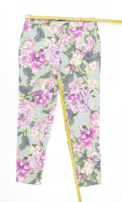 River Island Womens Multicoloured Floral Cropped Slim Fit Trousers Size 10