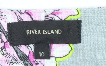 River Island Womens Multicoloured Floral Cropped Slim Fit Trousers Size 10