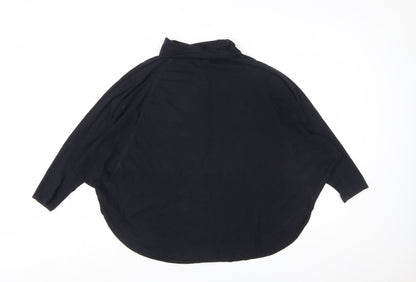 People Tree Women Black Organic Cotton Roll Neck Long Sleeve Top M