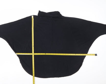 People Tree Women Black Organic Cotton Roll Neck Long Sleeve Top M