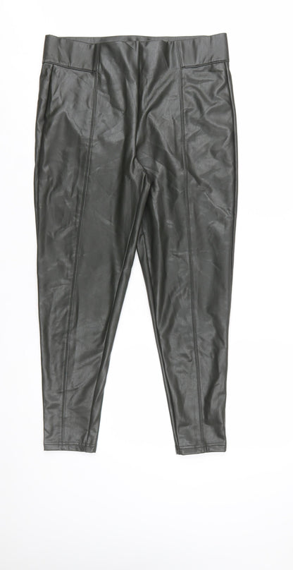 Marks and Spencer Women Black Size 14 Faux Leather Leggings