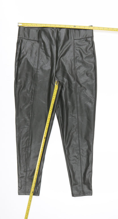 Marks and Spencer Women Black Size 14 Faux Leather Leggings
