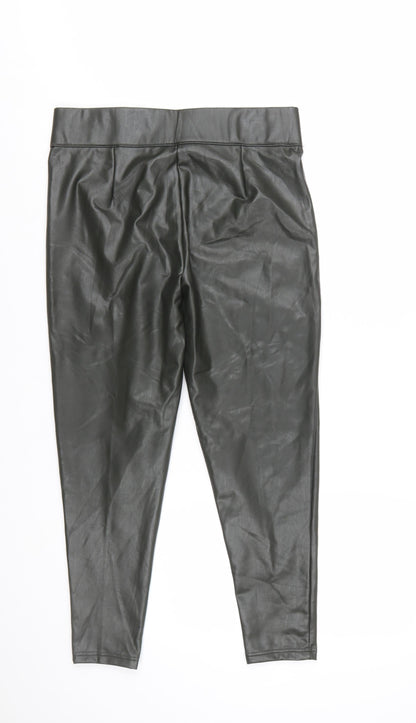 Marks and Spencer Women Black Size 14 Faux Leather Leggings